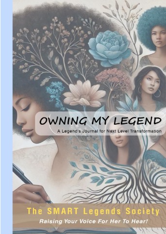 Cover of a book titled 'Owning My Legend' featuring illustrations of women with large floral and botanical designs around their heads.