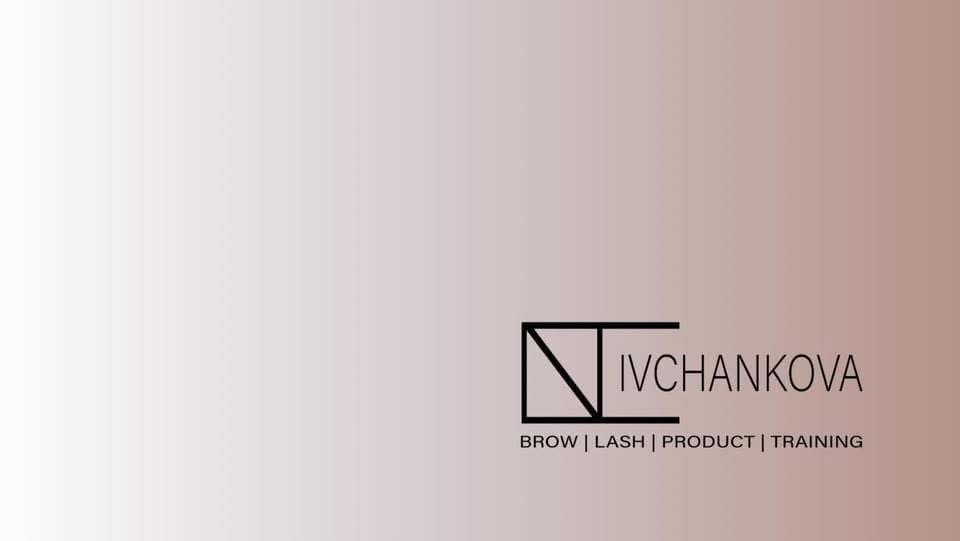 Logo with text 'IVCHANKOVA' and words 'BROW | LASH | PRODUCT | TRAINING' on a gradient background.