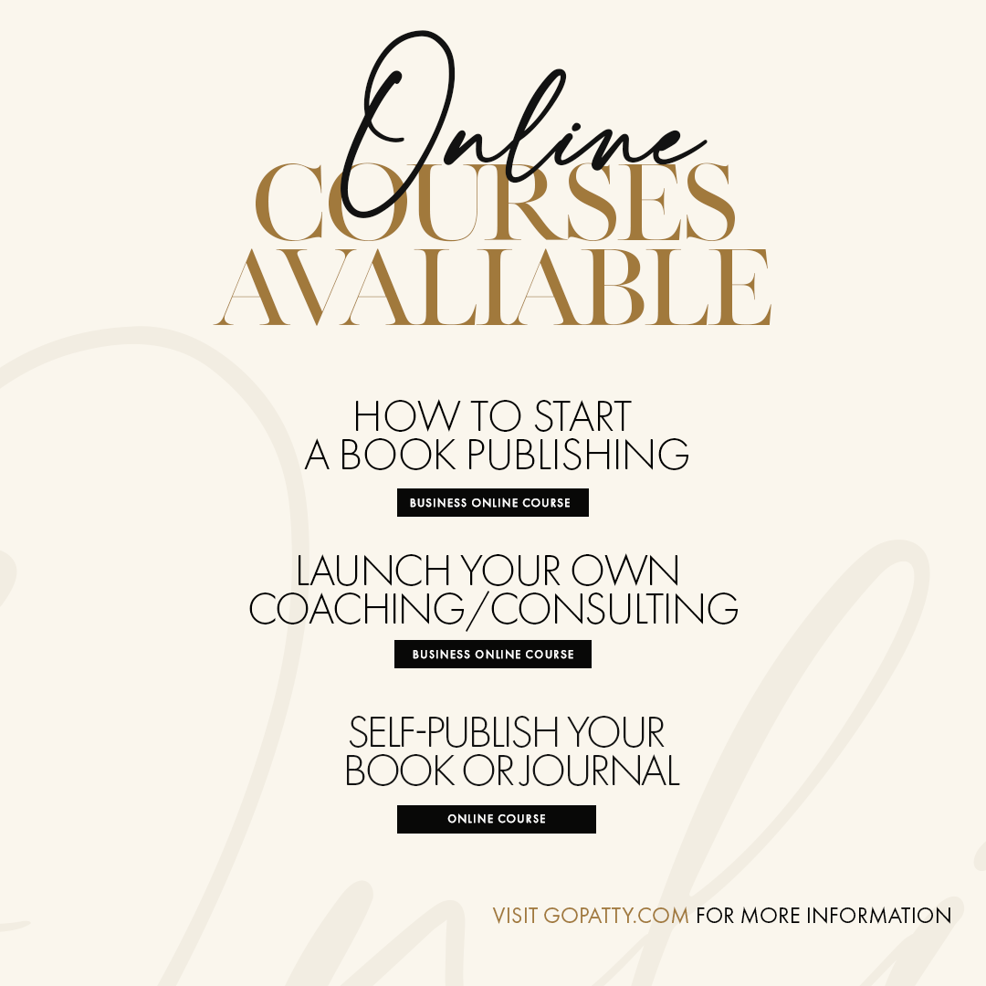 Text about online courses for publishing, coaching, and journaling, with website for more information.